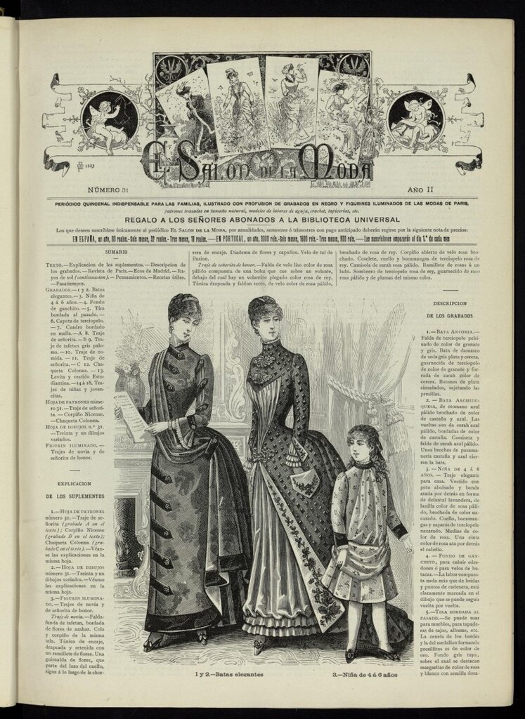 Miniatura de El Salón de la Moda : periódico quincenal indispensable para las familias,1885, nº 31, año II