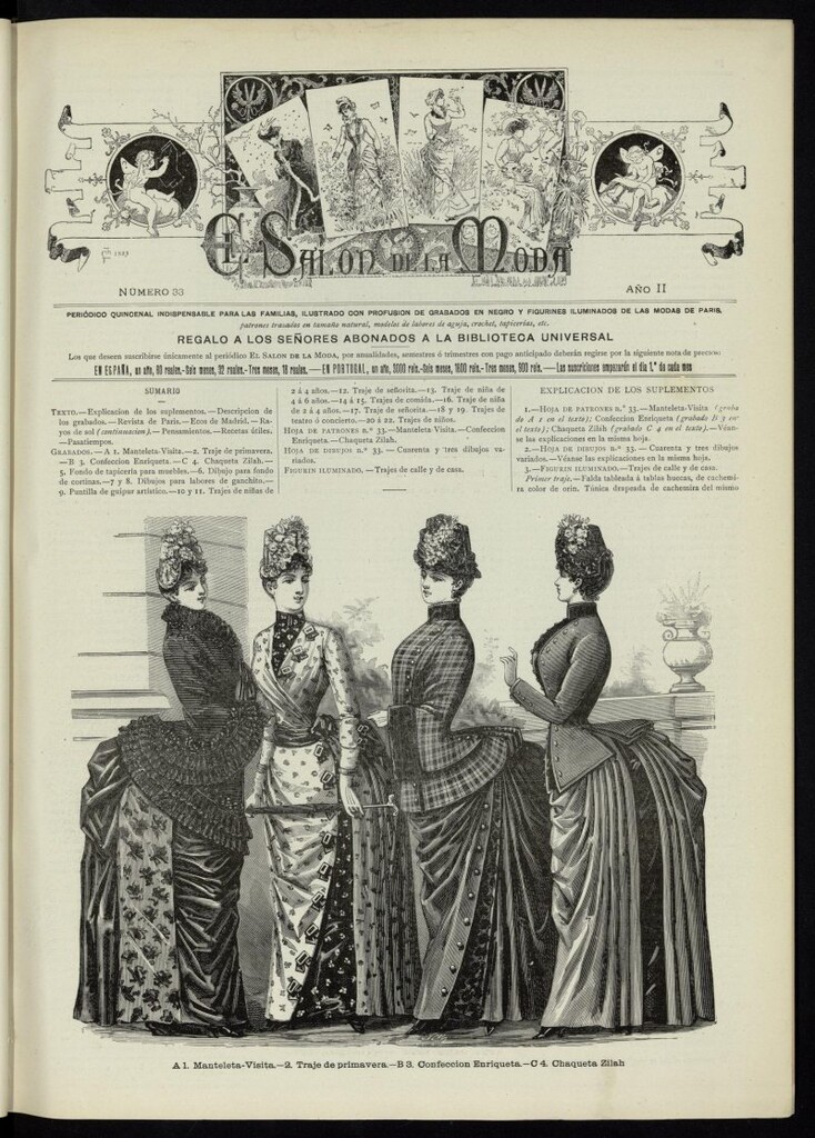 Miniatura de El Salón de la Moda : periódico quincenal indispensable para las familias, 1885, nº 33, año II