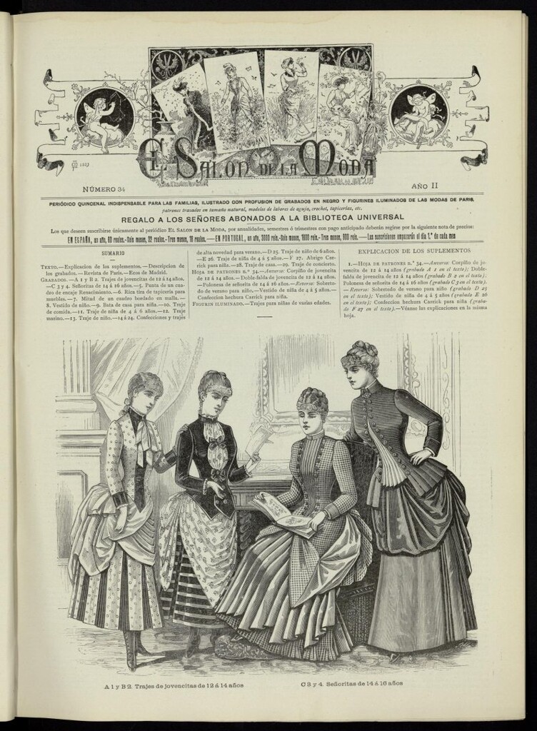 Miniatura de El Salón de la Moda : periódico quincenal indispensable para las familias, 1885, nº 34, año II