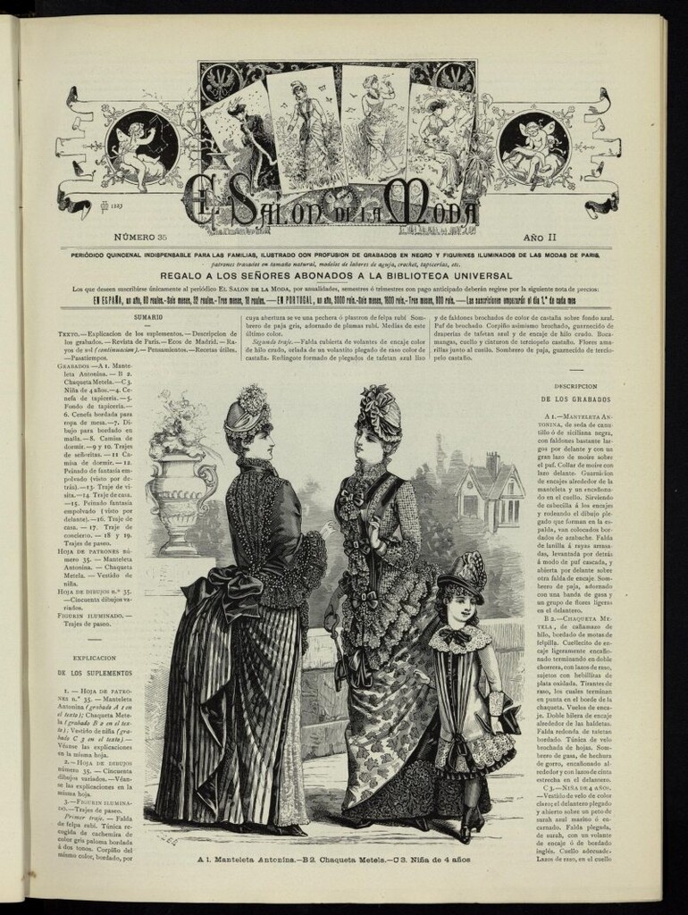 Miniatura de El Salón de la Moda : periódico quincenal indispensable para las familia, 1885, nº 35, año II