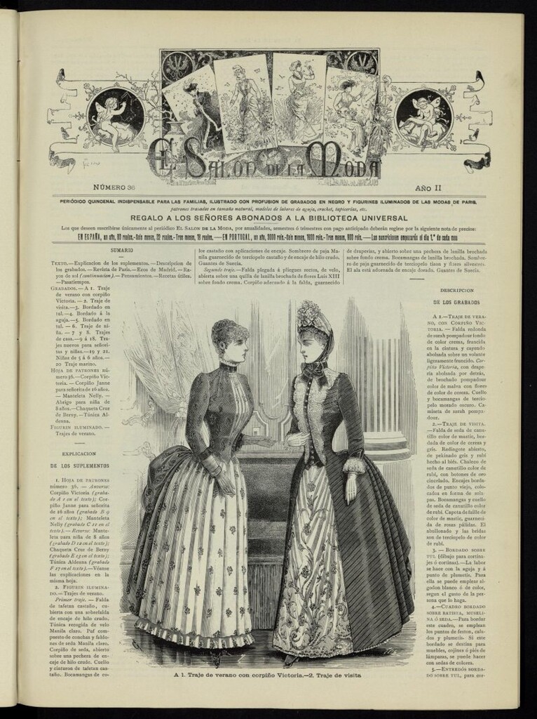 Miniatura de El Salón de la Moda : periódico quincenal indispensable para las familias, 1885, nº 36, año II