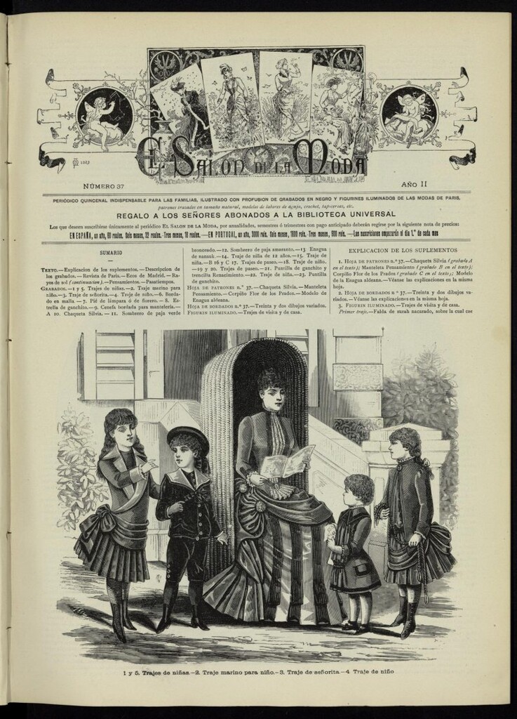 Miniatura de El Salón de la Moda : periódico quincenal indispensable para las familias, 1885, nº 37, año II