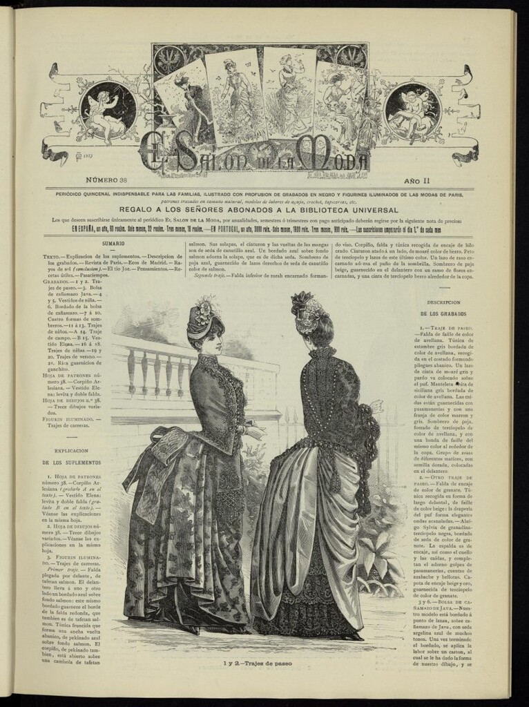 Miniatura de El Salón de la Moda : periódico quincenal indispensable para las familias, 1885, nº38, año II