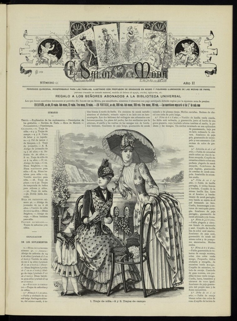 Miniatura de El Salón de la Moda : periódico quincenal indispensable para las familias, 1885, nº 41, año II