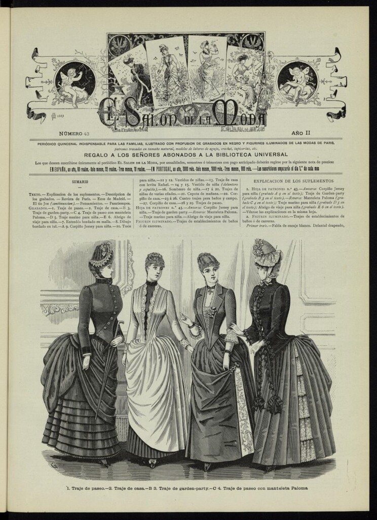 Miniatura de El Salón de la Moda : periódico quincenal indispensable para las familias, 1885, nº 43, año II