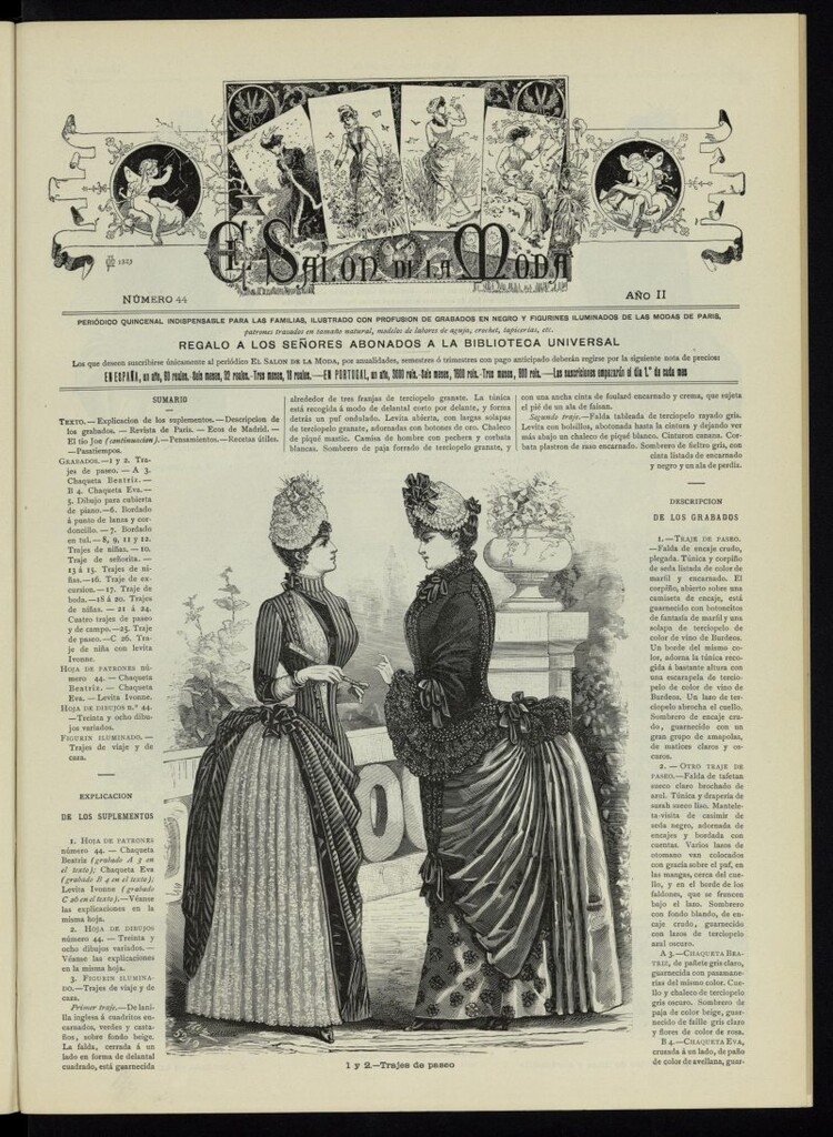 Miniatura de El Salón de la Moda : periódico quincenal indispensable para las familias, 1885, nº 44, año II