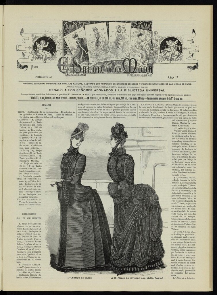 Miniatura de El Salón de la Moda : periódico quincenal indispensable para las familias, 1885, nº 47, año II