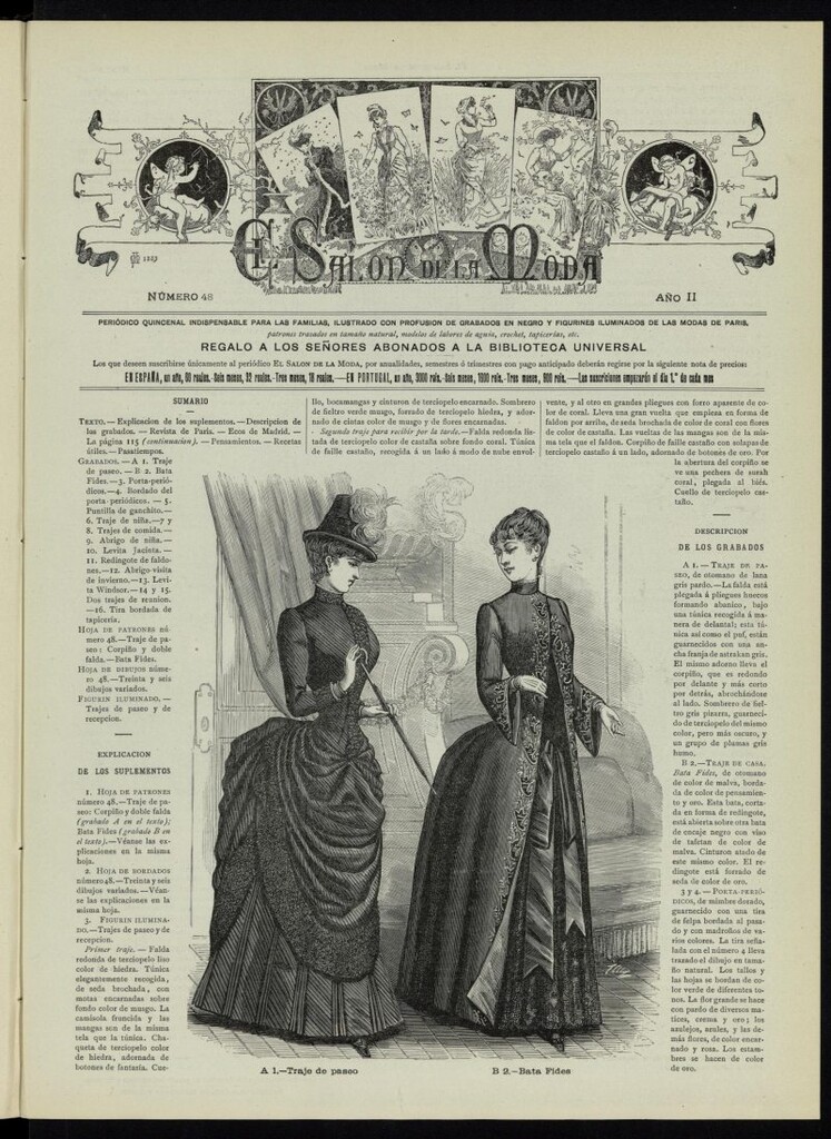 Miniatura de El Salón de la Moda : periódico quincenal indispensable para las familias, 1885, nº48, año II