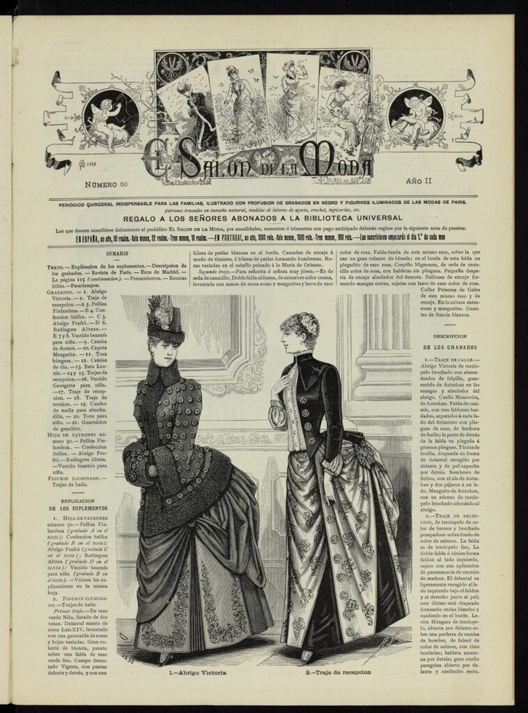 Miniatura de El Salón de la Moda : periódico quincenal indispensable para las familia, 1885, nº 50, año II