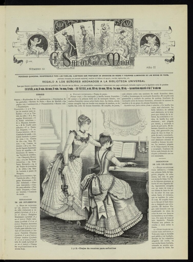 Miniatura de El Salón de la Moda : periódico quincenal indispensable para las familias, 1885, nº 52, año II