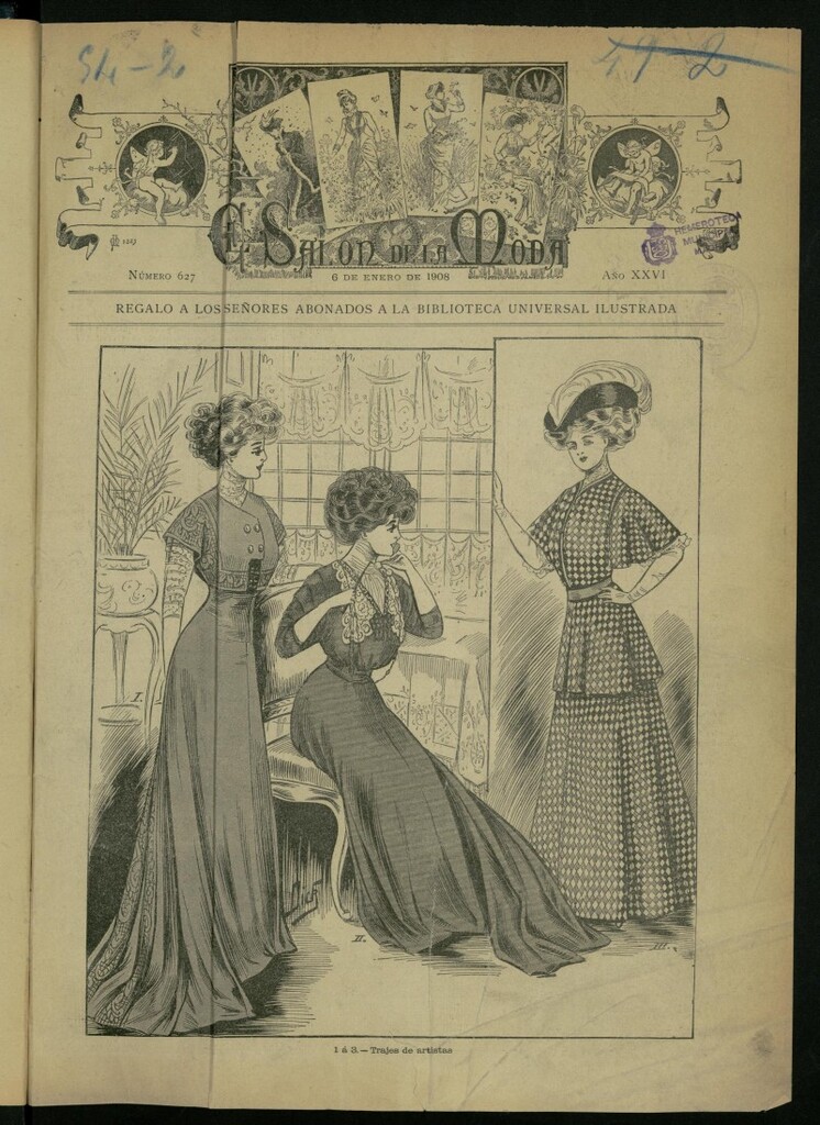 Miniatura de El Salón de la Moda : periódico quincenal indispensable para las familias del 6 de enero de 1908, nº 627