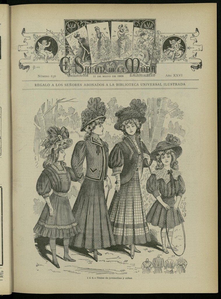 Miniatura de El Salón de la Moda : periódico quincenal indispensable para las familias del 11 de mayo de 1908, nº 636