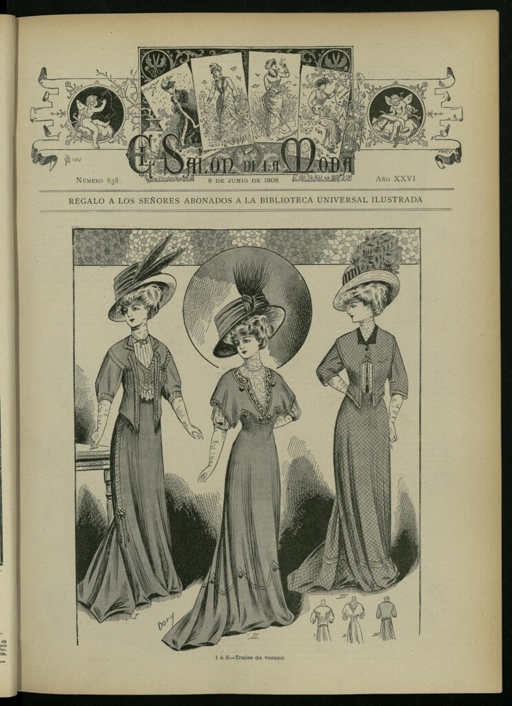 Miniatura de El Salón de la Moda : periódico quincenal indispensable para las familias del 8 de junio de 1908, nº 638