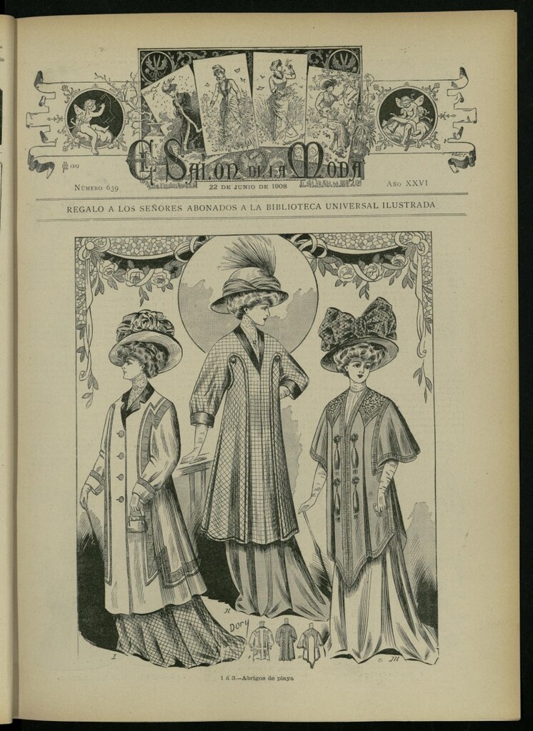 Miniatura de El Salón de la Moda : periódico quincenal indispensable para las familias del 22 de junio de 1908, nº 639