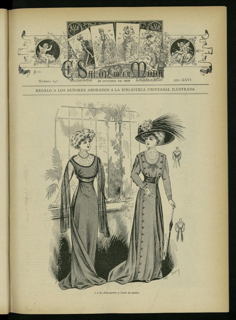 Miniatura de El Salón de la Moda : periódico quincenal indispensable para las familias del 26 de octubre de 1908, nº 648