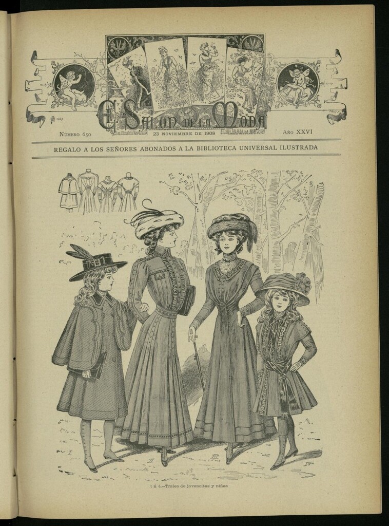 Miniatura de El Salón de la Moda : periódico quincenal indispensable para las familias del 23 de noviembre de 1908, nº 650