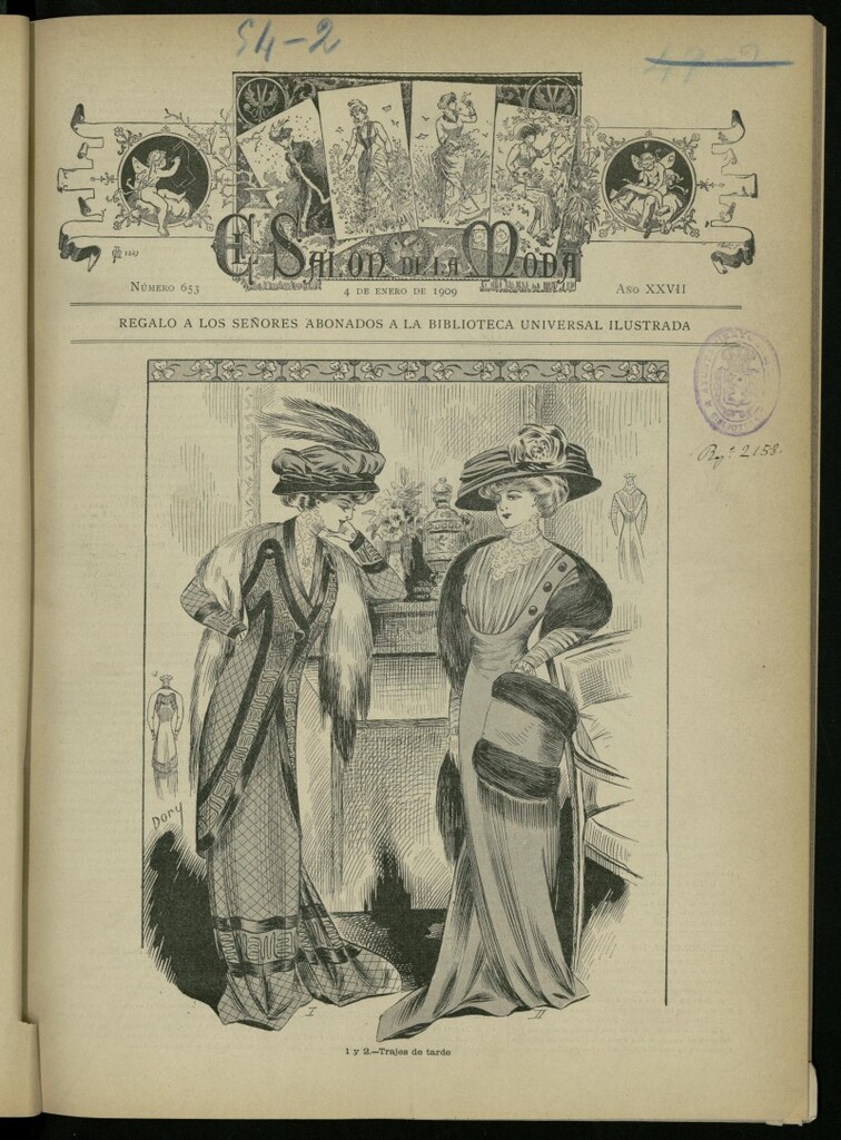 Miniatura de El Salón de la Moda : periódico quincenal indispensable para las familias del 4 de enero de 1909, nº 653