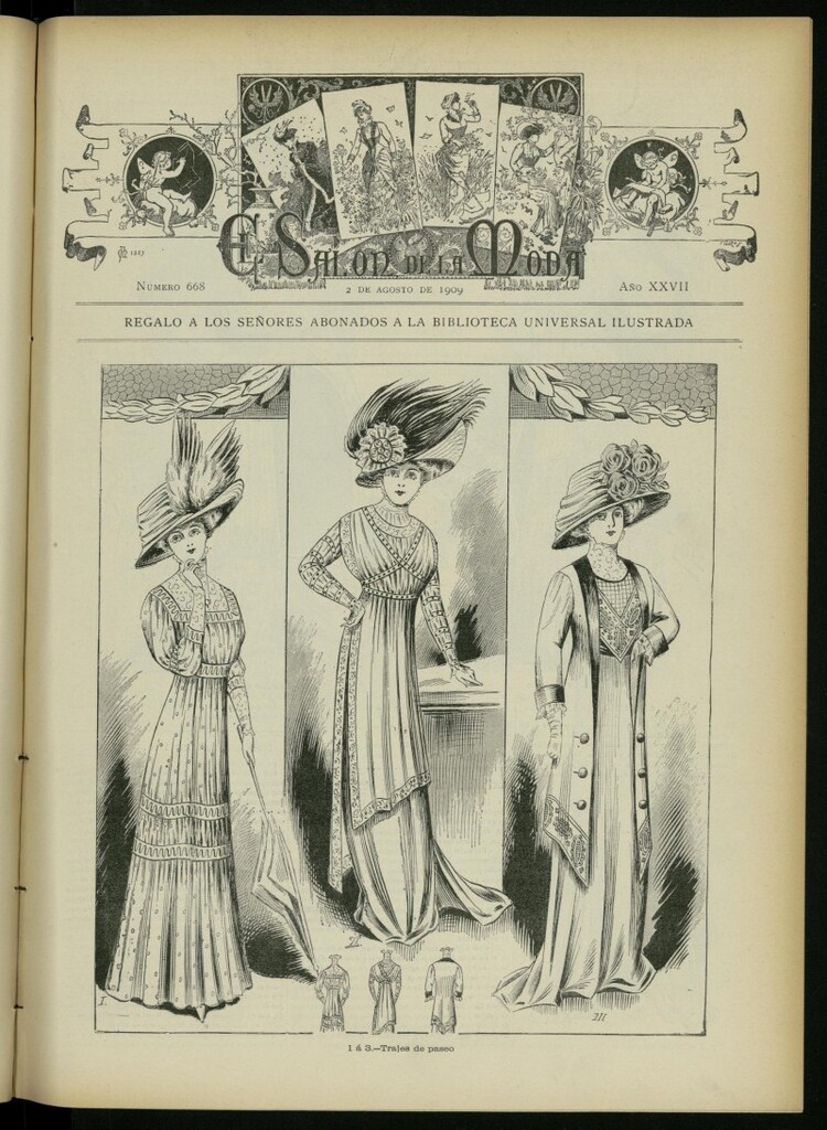 Miniatura de El Salón de la Moda : periódico quincenal indispensable para las familias del 2 de agosto de 1909, nº 668