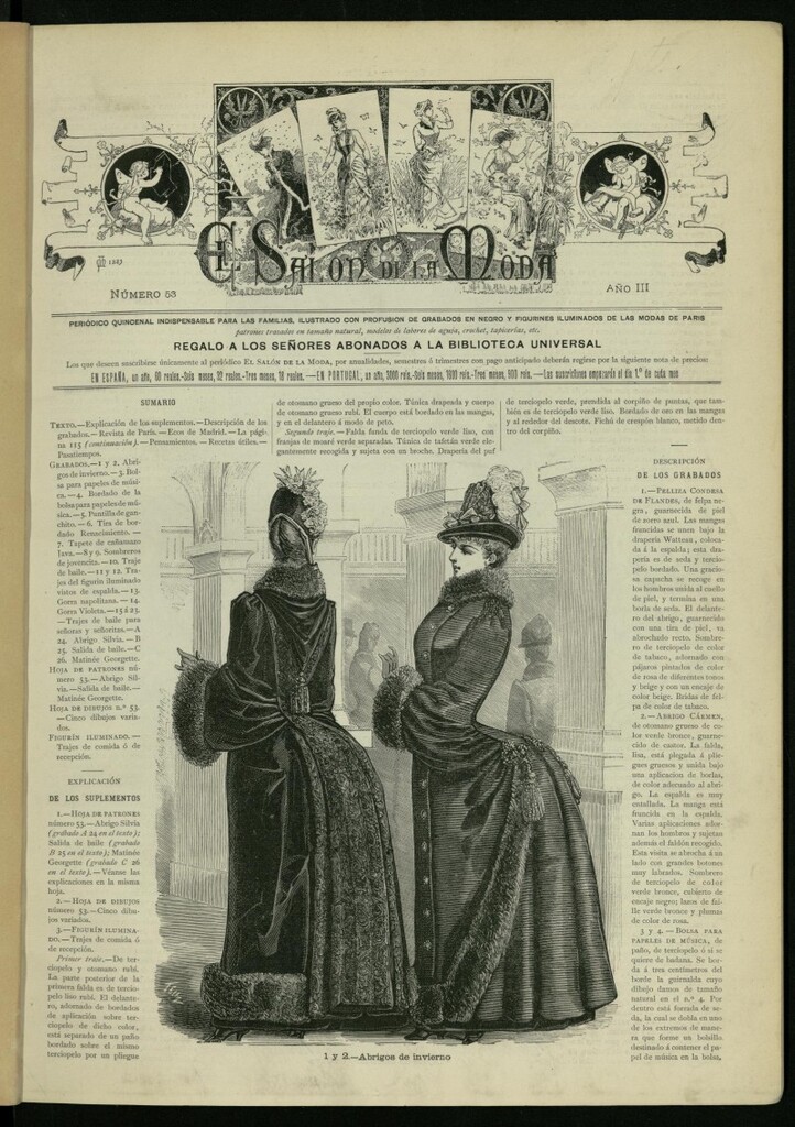 Miniatura de El Salón de la Moda : periódico quincenal indispensable para las familias,1886 , nº 53, año III