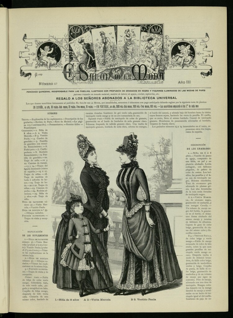 Miniatura de El Salón de la Moda : periódico quincenal indispensable para las familias, 1886, nº 57, año III