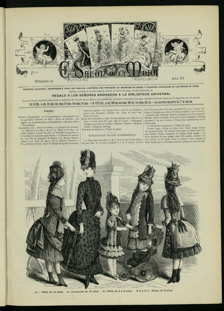 Miniatura de El Salón de la Moda : periódico quincenal indispensable para las familias, 1886, nº 58, año III