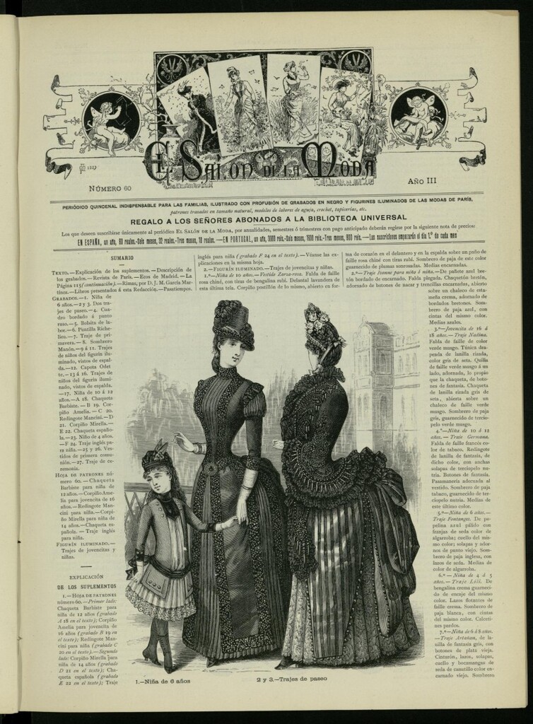 Miniatura de El Salón de la Moda : periódico quincenal indispensable para las familias, 1886, nº 60, año III