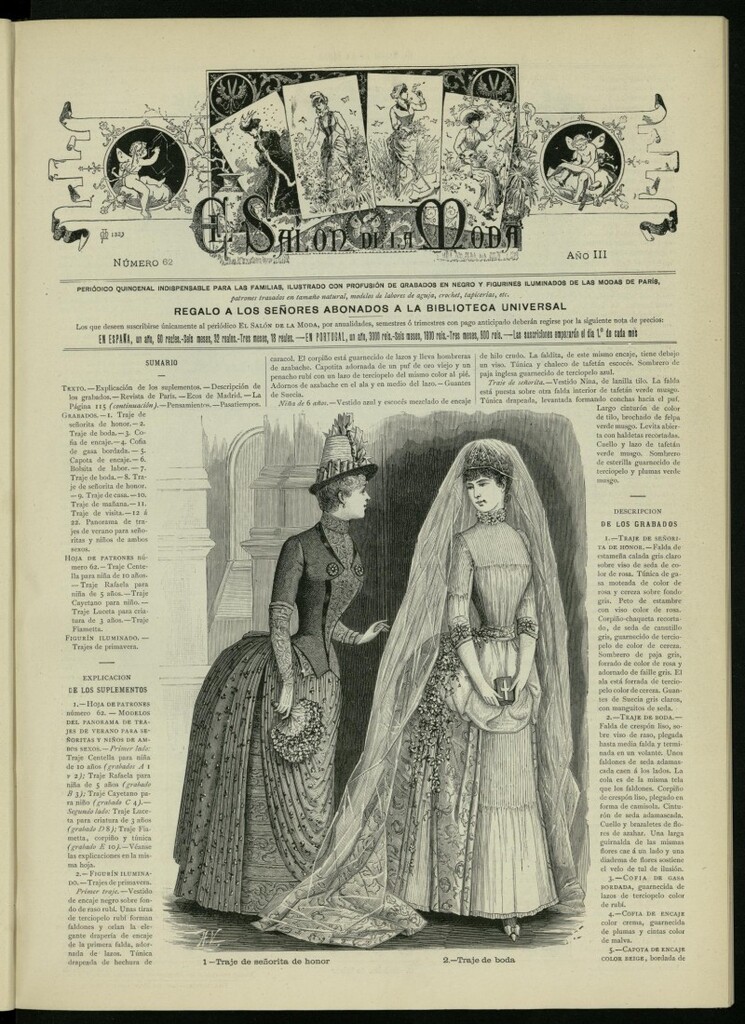 Miniatura de El Salón de la Moda : periódico quincenal indispensable para las familias, 1886, nº 62, año III
