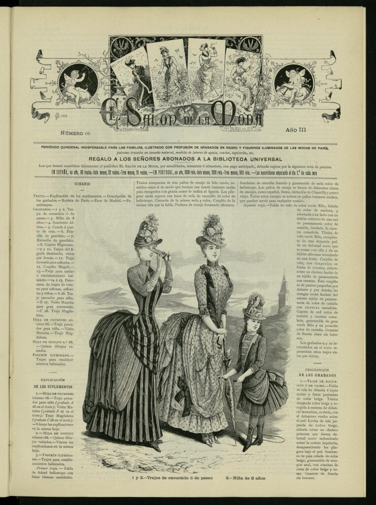 Miniatura de El Salón de la Moda : periódico quincenal indispensable para las familias, 1886, nº 66, año III