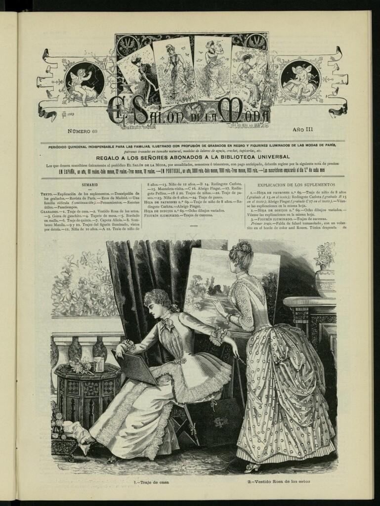 Miniatura de El Salón de la Moda : periódico quincenal indispensable para las familias, 1886, nº 69, año III