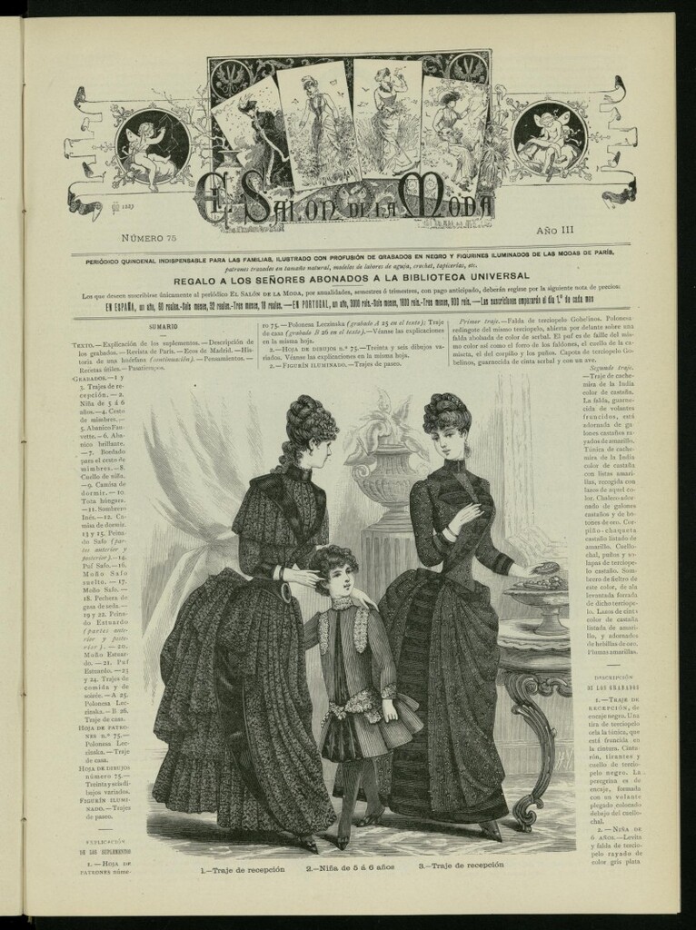 Miniatura de El Salón de la Moda : periódico quincenal indispensable para las familias, 1886, nº 75, año III