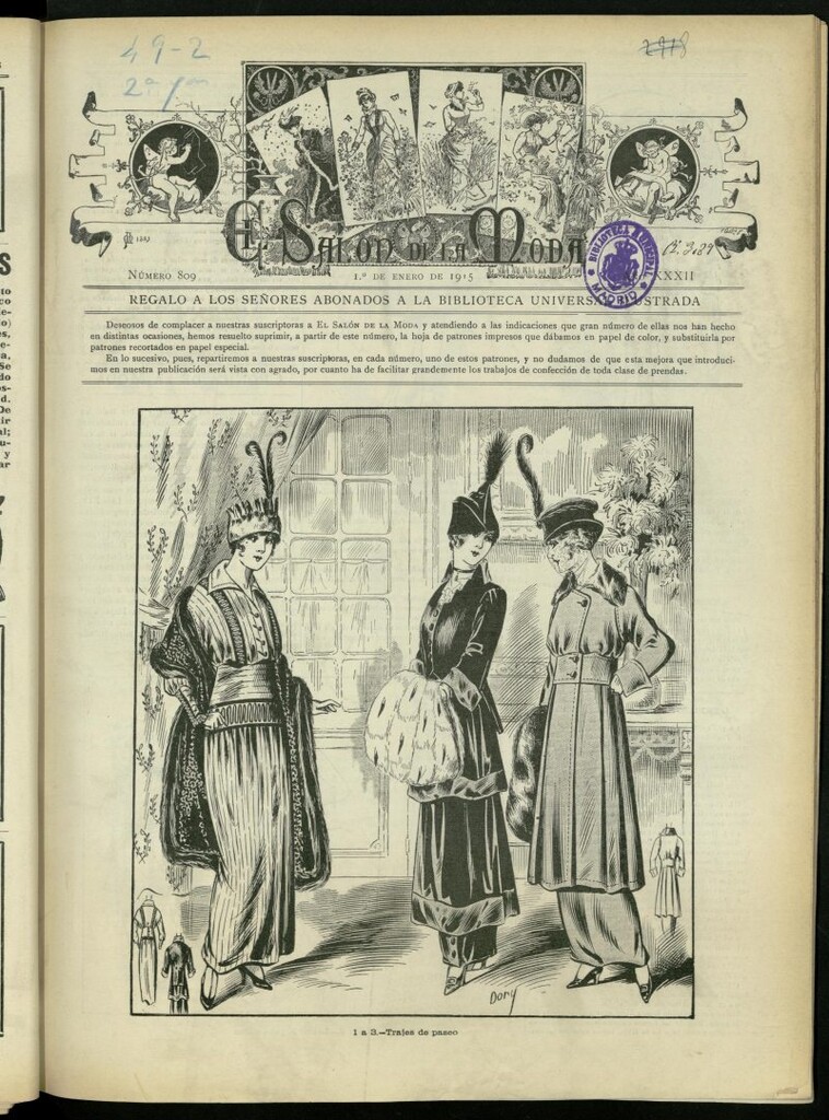 Miniatura de El Salón de la Moda : periódico quincenal indispensable para las familias, del 1 de enero de 1915, nº 809