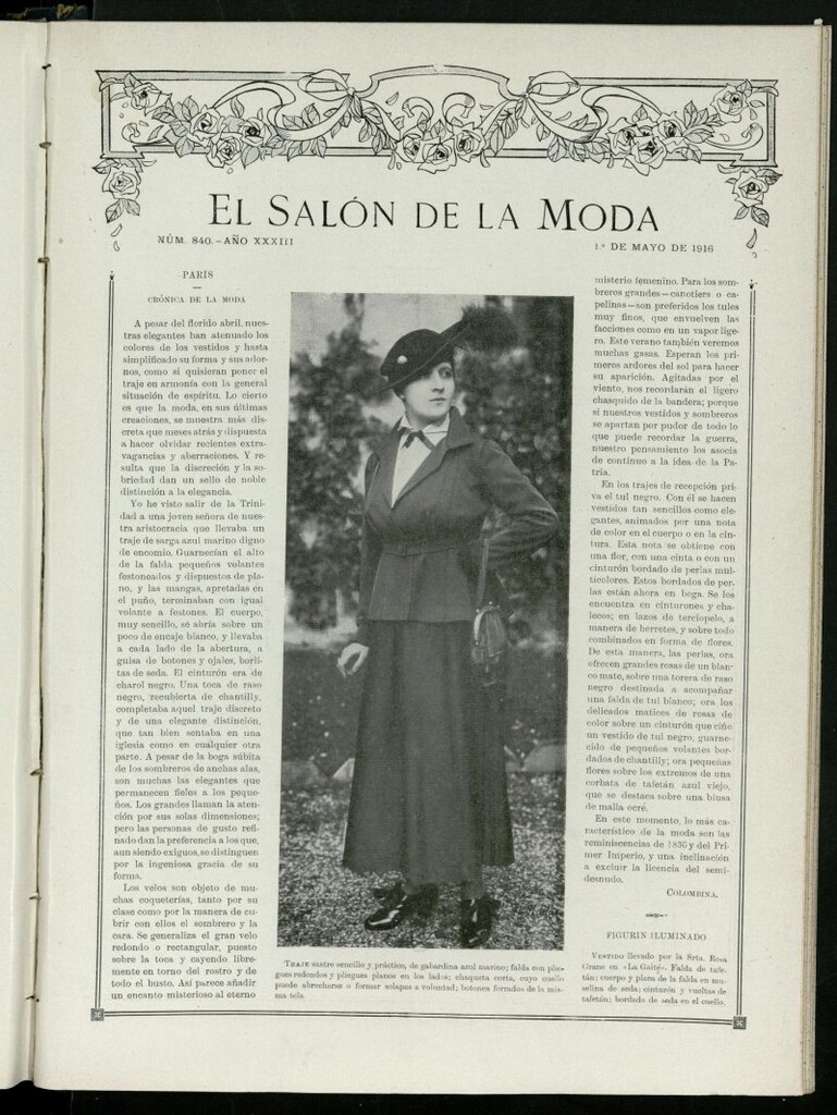 Miniatura de El Salón de la Moda : periódico quincenal indispensable para las familias, del 1 de mayo de 1916, nº 840