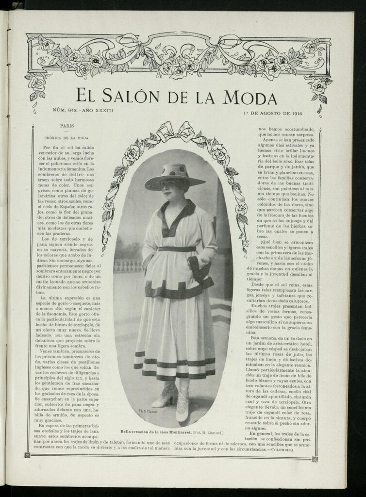 Miniatura de El Salón de la Moda : periódico quincenal indispensable para las familias, del 1 de agosto de 1916, nº 843