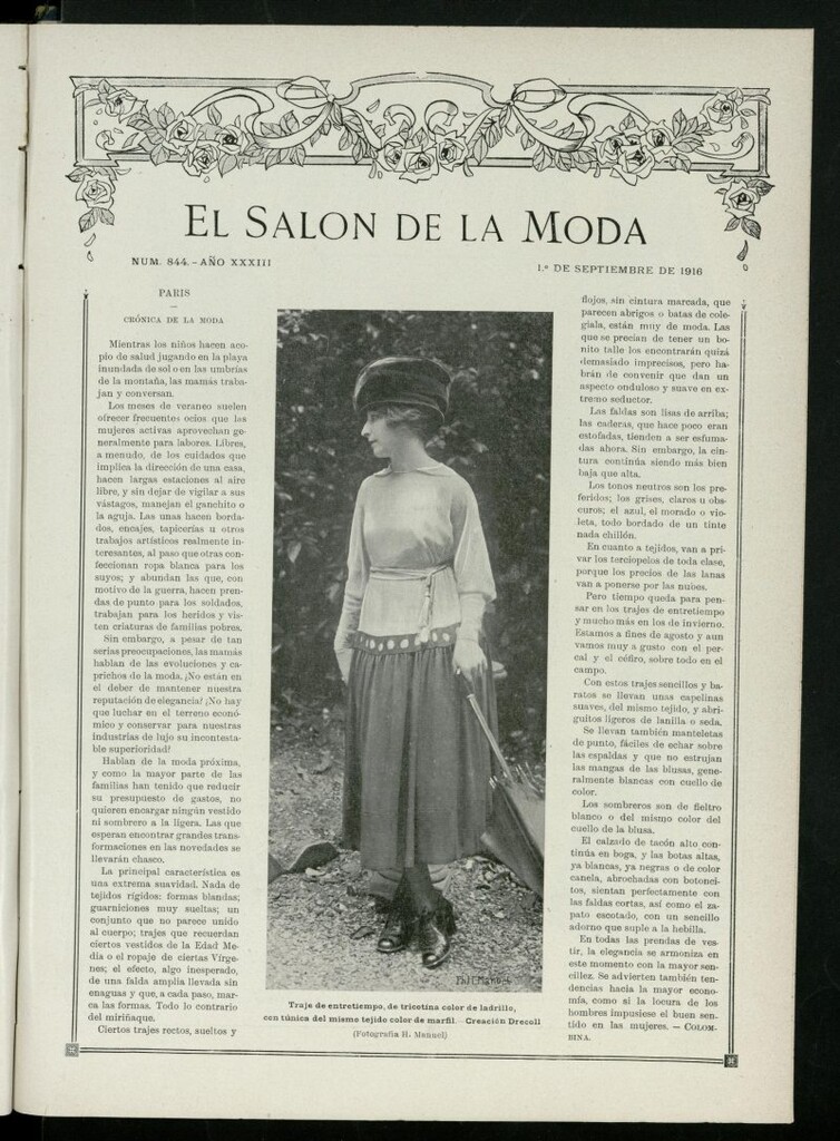 Miniatura de El Salón de la Moda : periódico quincenal indispensable para las familias, del 1 de septiembre de 1916, nº 844