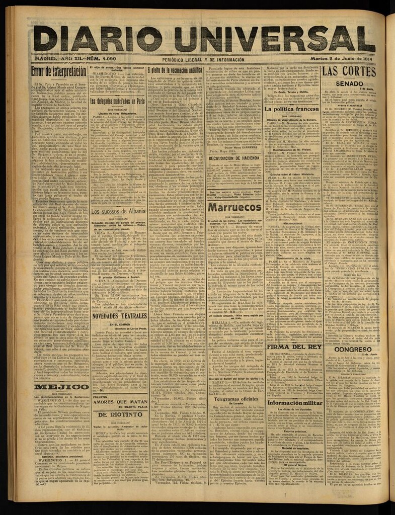 Miniatura de Diario Universal del 2 de junio de 1914