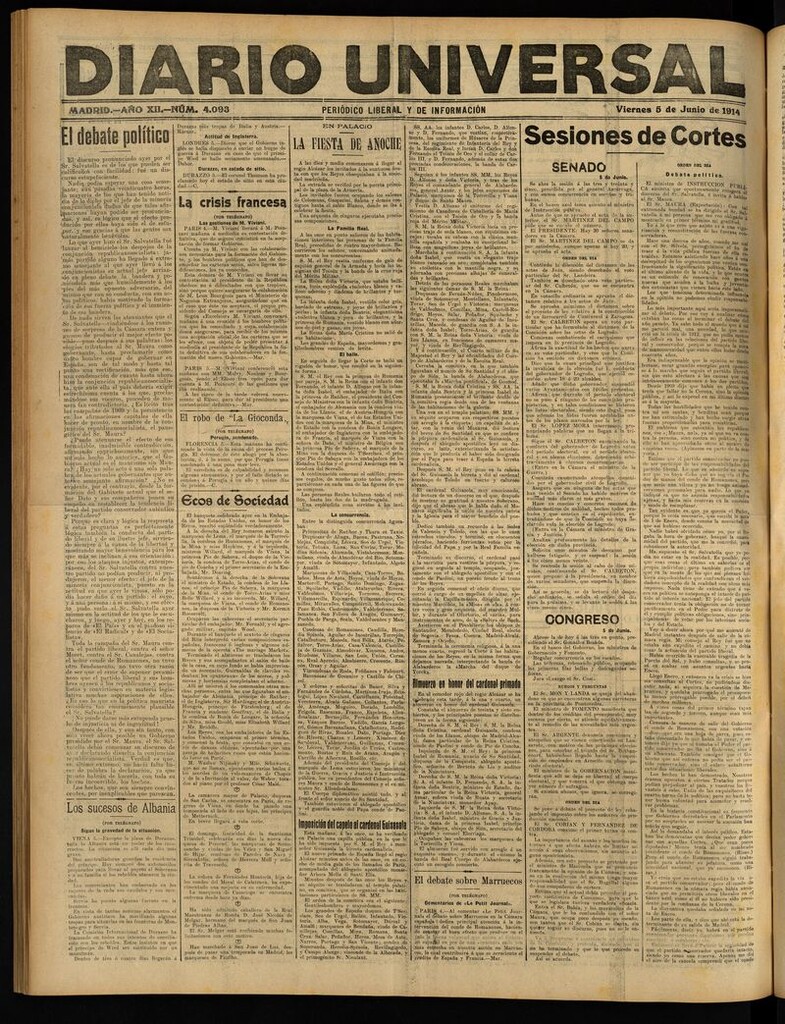 Miniatura de Diario Universal del 5 de junio de 1914