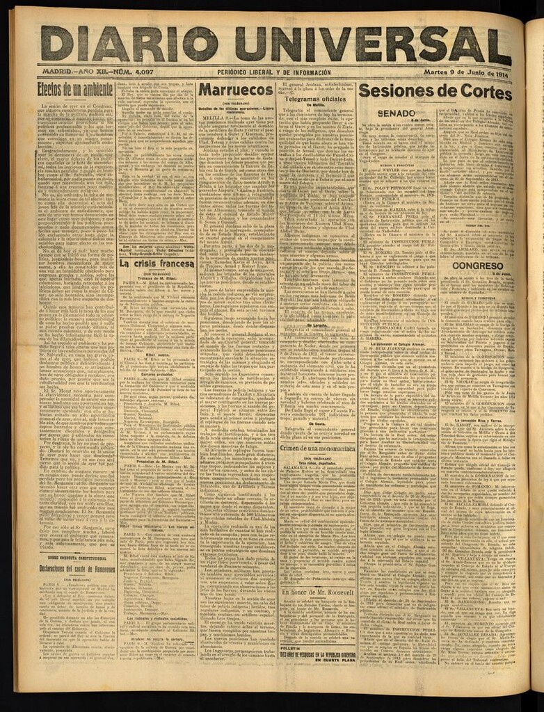 Miniatura de Diario Universal del 9 de junio de 1914