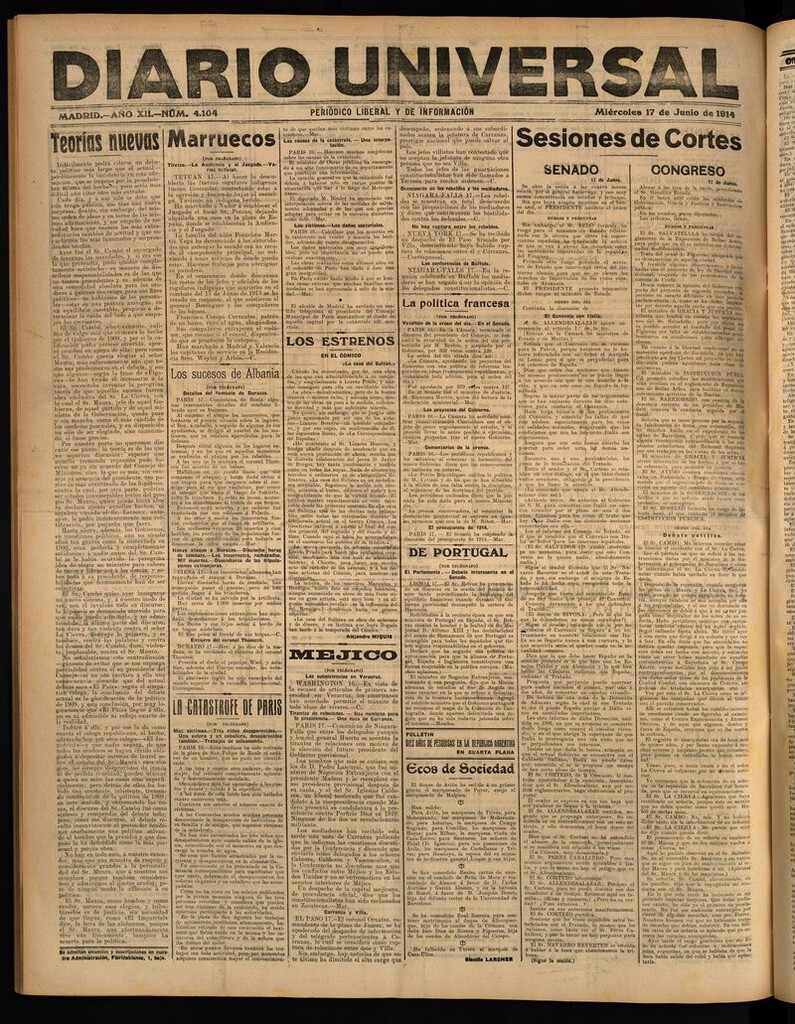 Miniatura de Diario Universal del 17 de junio de 1914