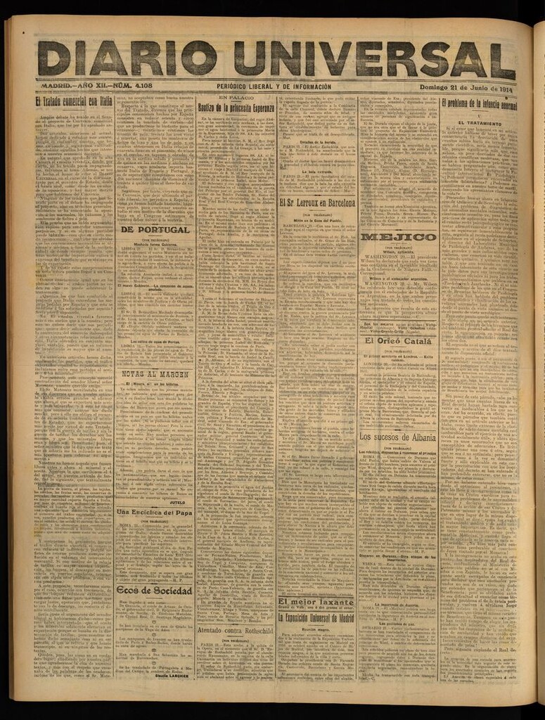 Miniatura de Diario Universal del 21 de junio de 1914