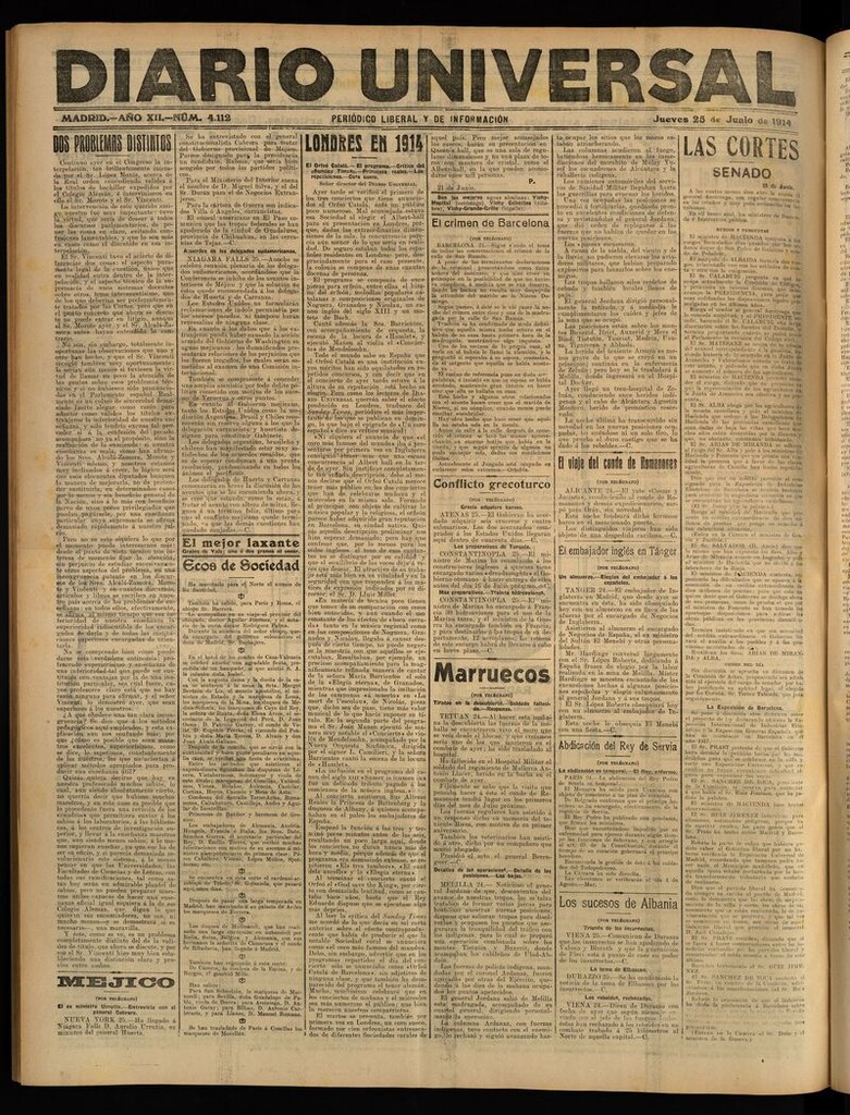 Miniatura de Diario Universal del 25 de junio de 1914