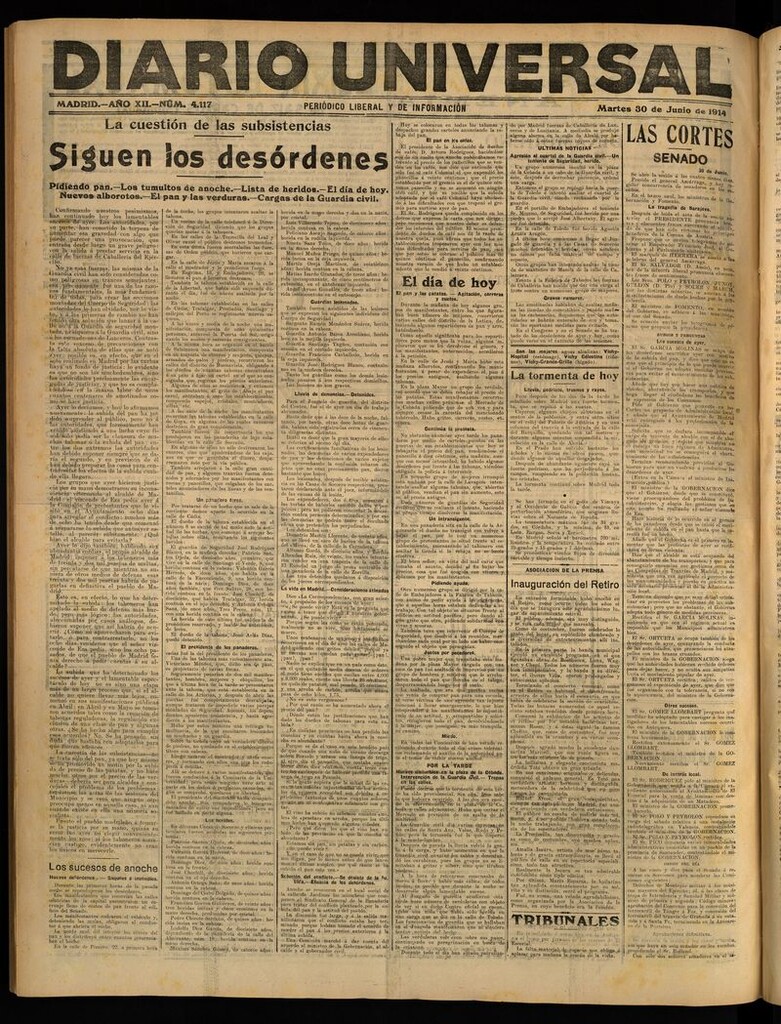 Miniatura de Diario Universal del 30 de junio de 1914