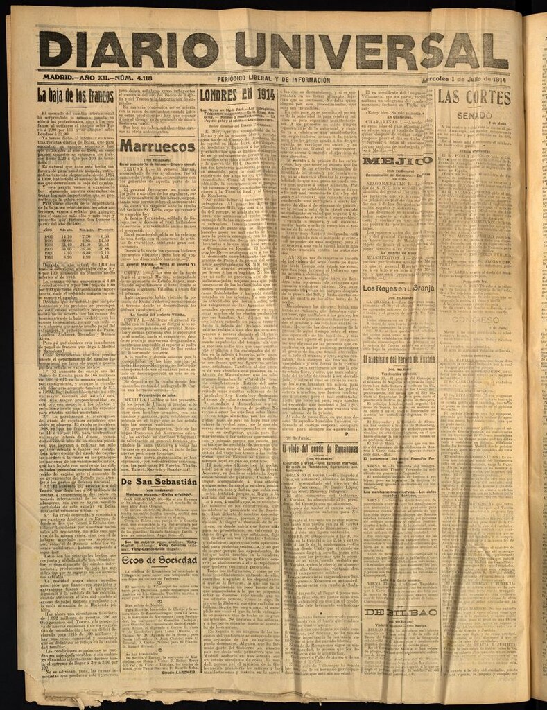 Miniatura de Diario Universal del 1 de julio de 1914
