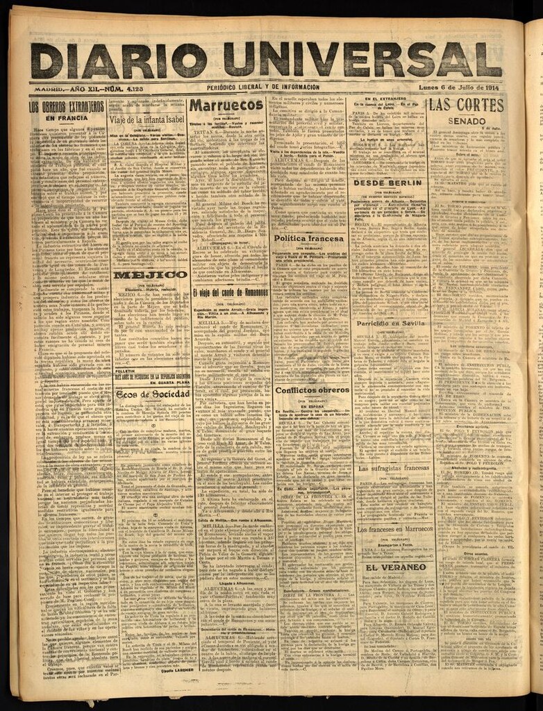 Miniatura de Diario Universal del 6 de julio de 1914