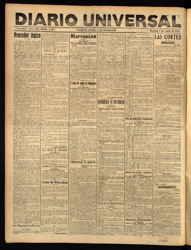 Miniatura de Diario Universal del 7 de julio de 1914