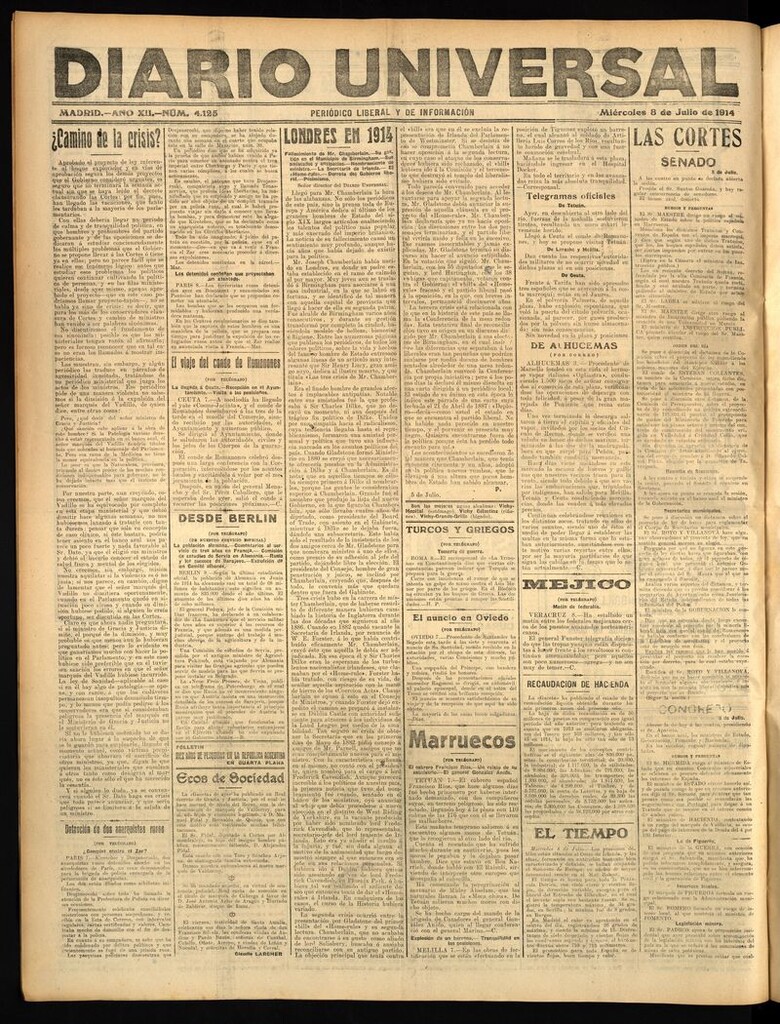 Miniatura de Diario Universal del 8 de julio de 1914