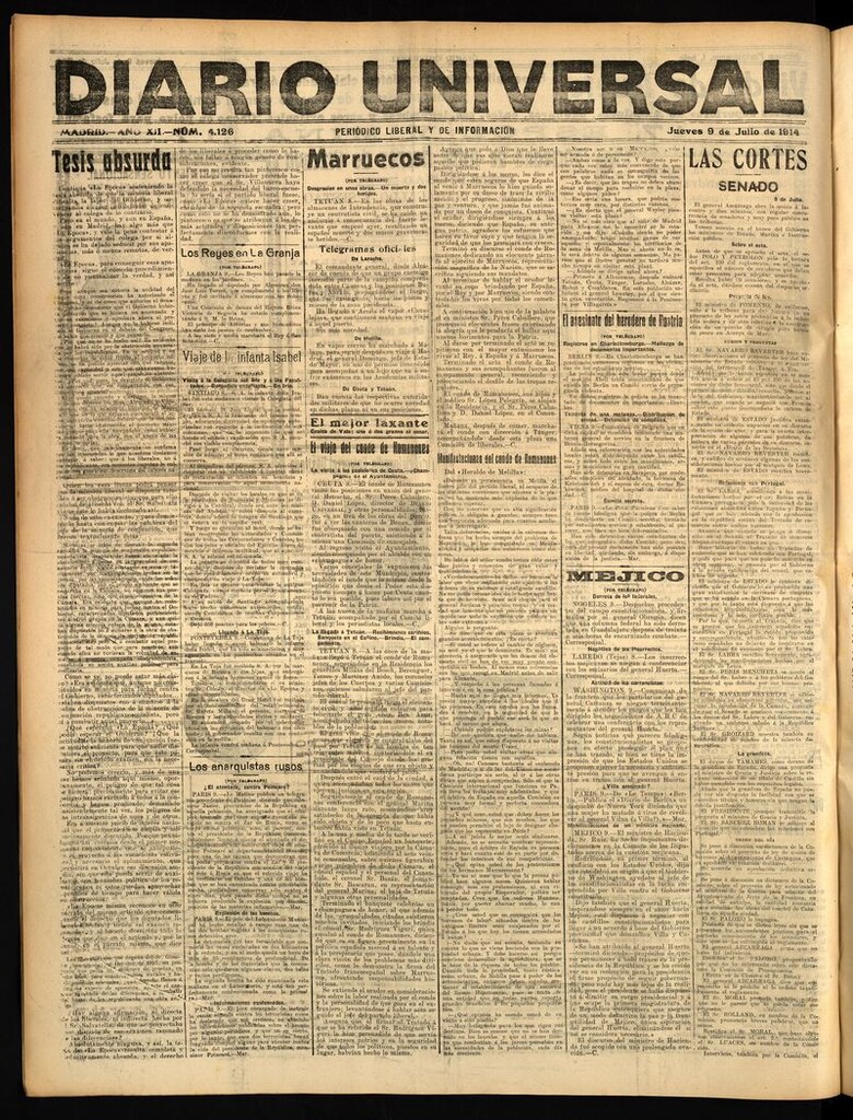Miniatura de Diario Universal del 9 de julio de 1914
