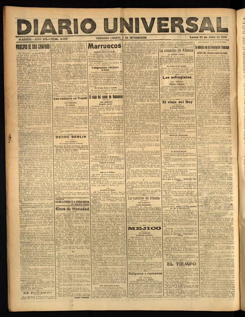 Miniatura de Diario Universal del 13 de julio de 1914