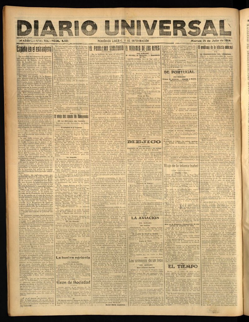 Miniatura de Diario Universal del 14 de julio de 1914