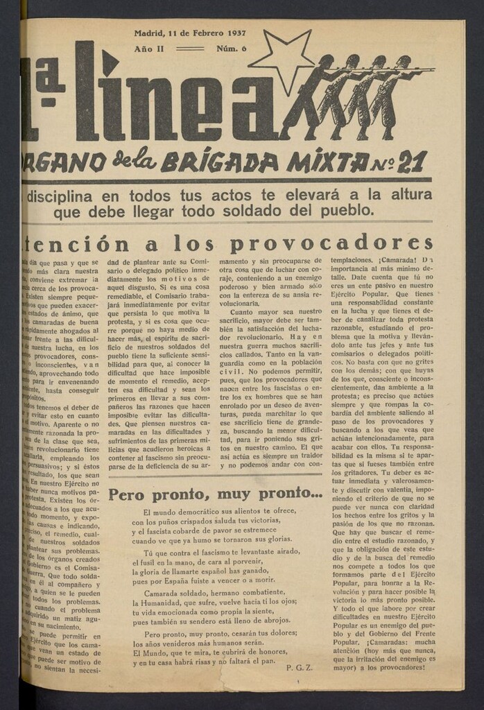 Miniatura de 1ª Línea: órgano de la Brigada Mixta n. 21