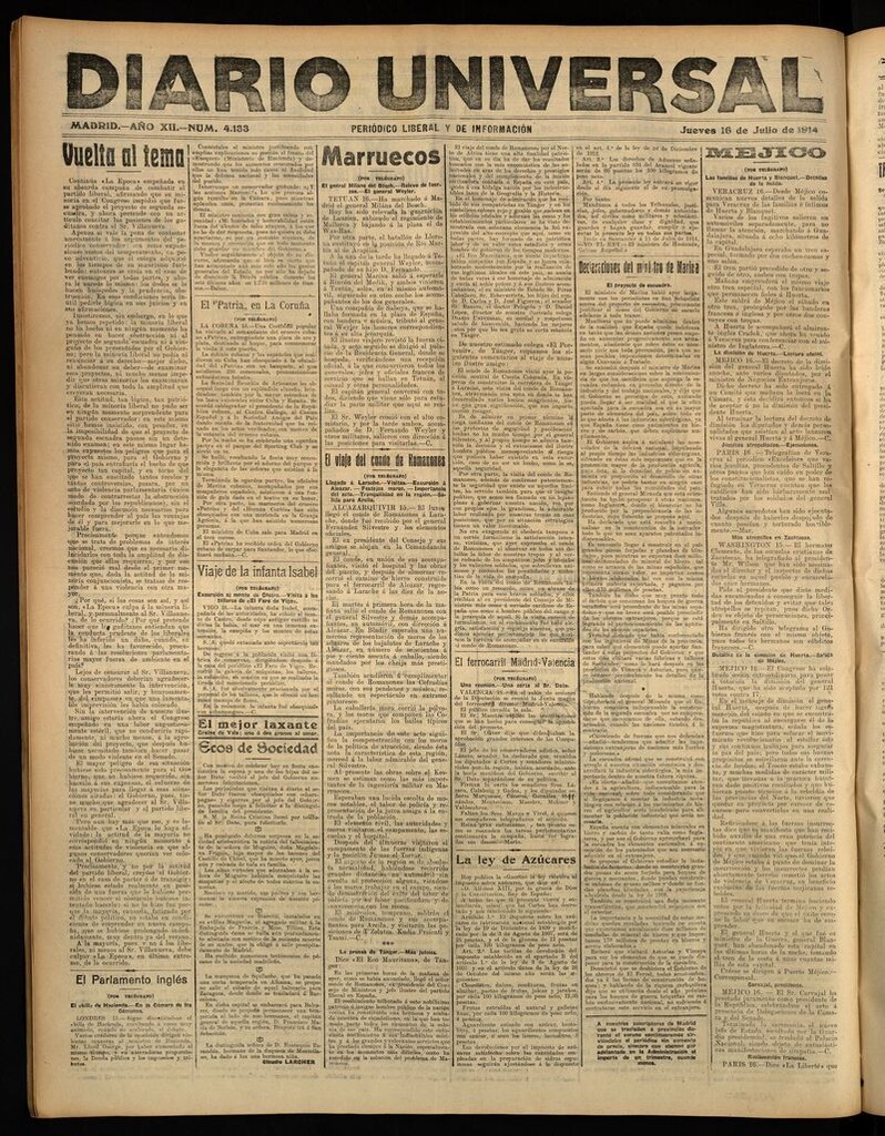 Miniatura de Diario Universal del 16 de julio de 1914